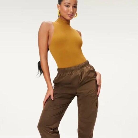 NWT Good American Mock Neck Seamless Bodysuit in Bronze Brown - Size 1/2 (S/M) - Picture 9 of 9